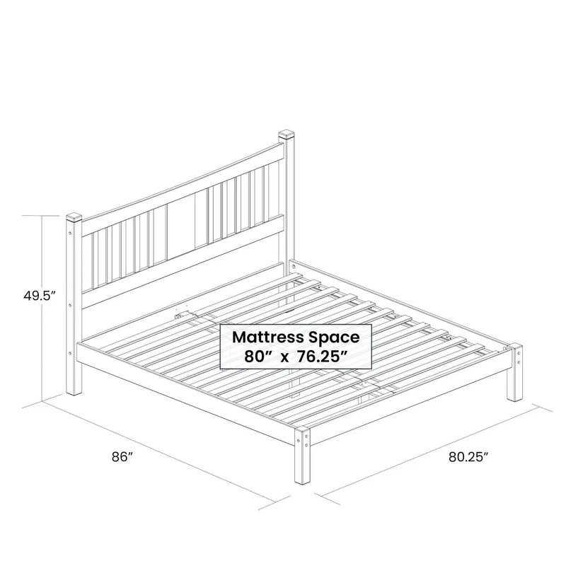 King Farmhouse Style Solid Wood Platform Bed Frame with Headboard in Cherry by HomePacific
