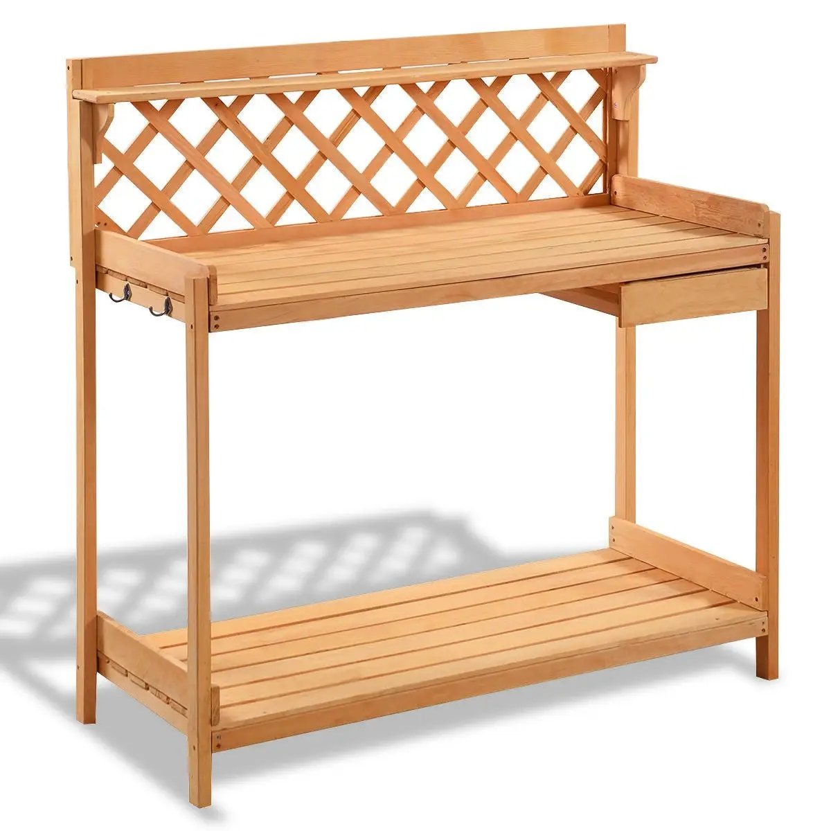 Outdoor Home Garden Wooden Potting Bench with Storage Drawer by HomePacific