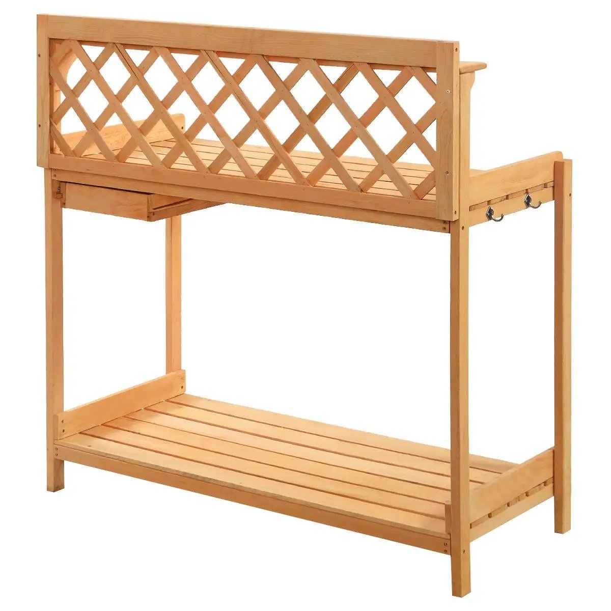Outdoor Home Garden Wooden Potting Bench with Storage Drawer by HomePacific