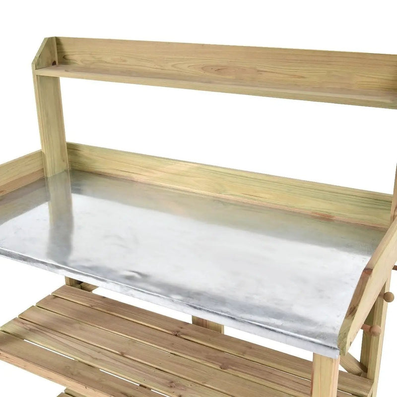 Outdoor Garden Workstation Potting Bench with Metal Top by HomePacific