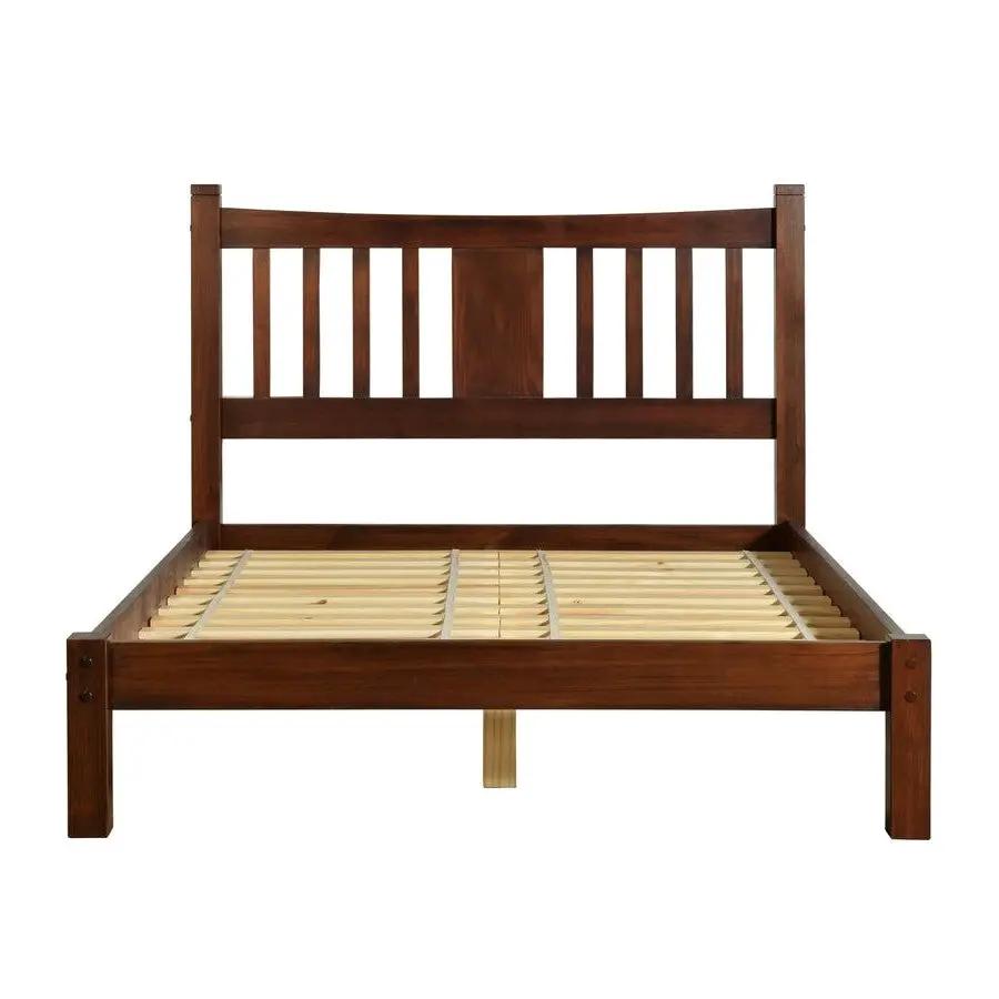 Queen Farmhouse Style Solid Wood Platform Bed Frame with Headboard in Cherry by HomePacific