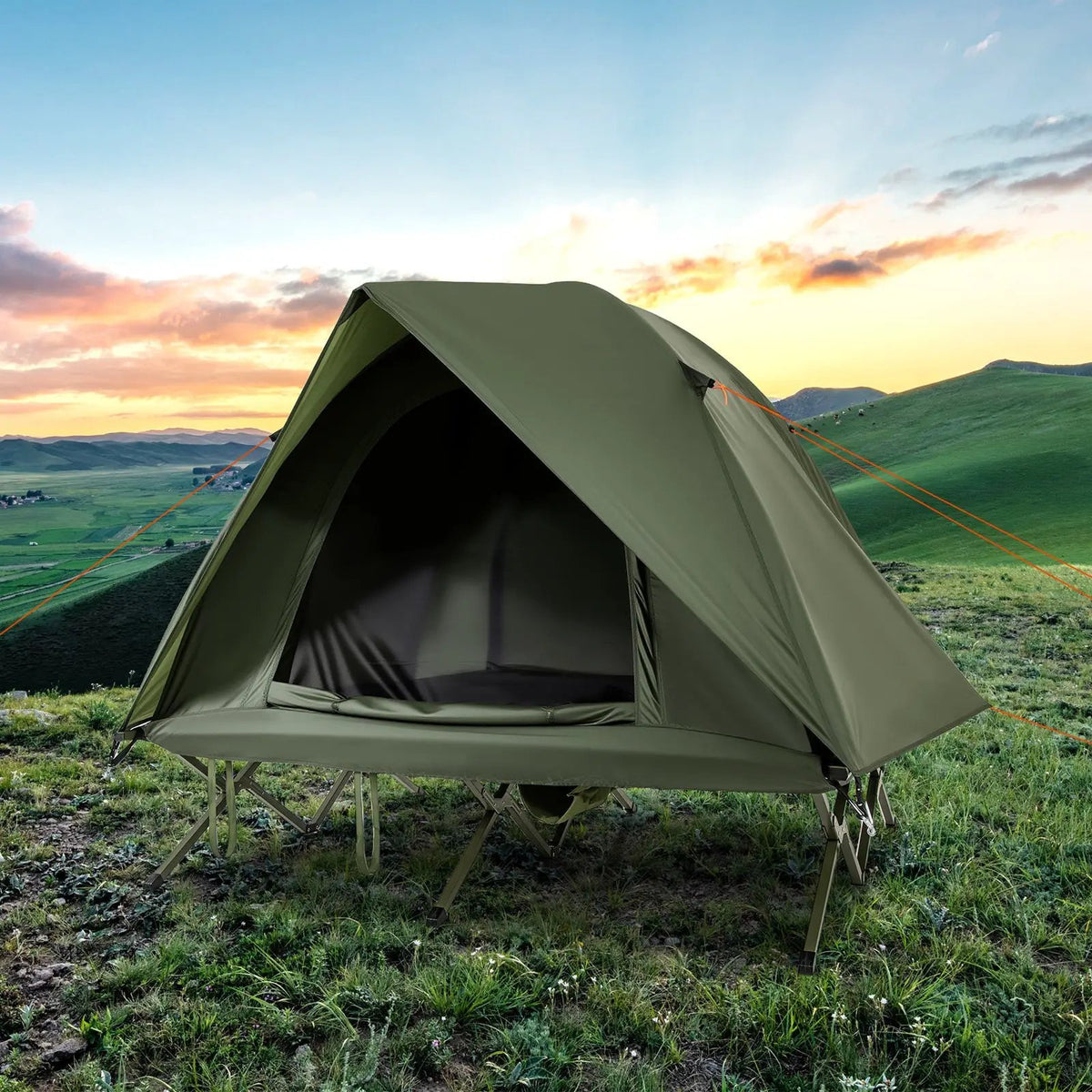 2-Person Camping Cot Tent Foldable Off-Ground Camping Combo for Adults, photo 3 of 16