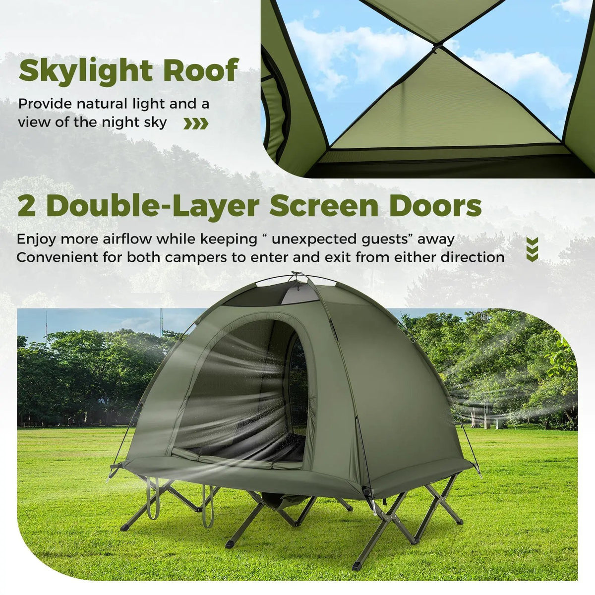 2-Person Camping Cot Tent Foldable Off-Ground Camping Combo for Adults, photo 13 of 16