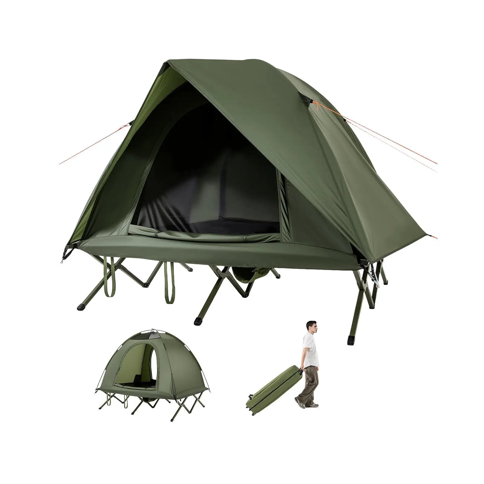 2-Person Camping Cot Tent Foldable Off-Ground Camping Combo for Adults by DirectDeals