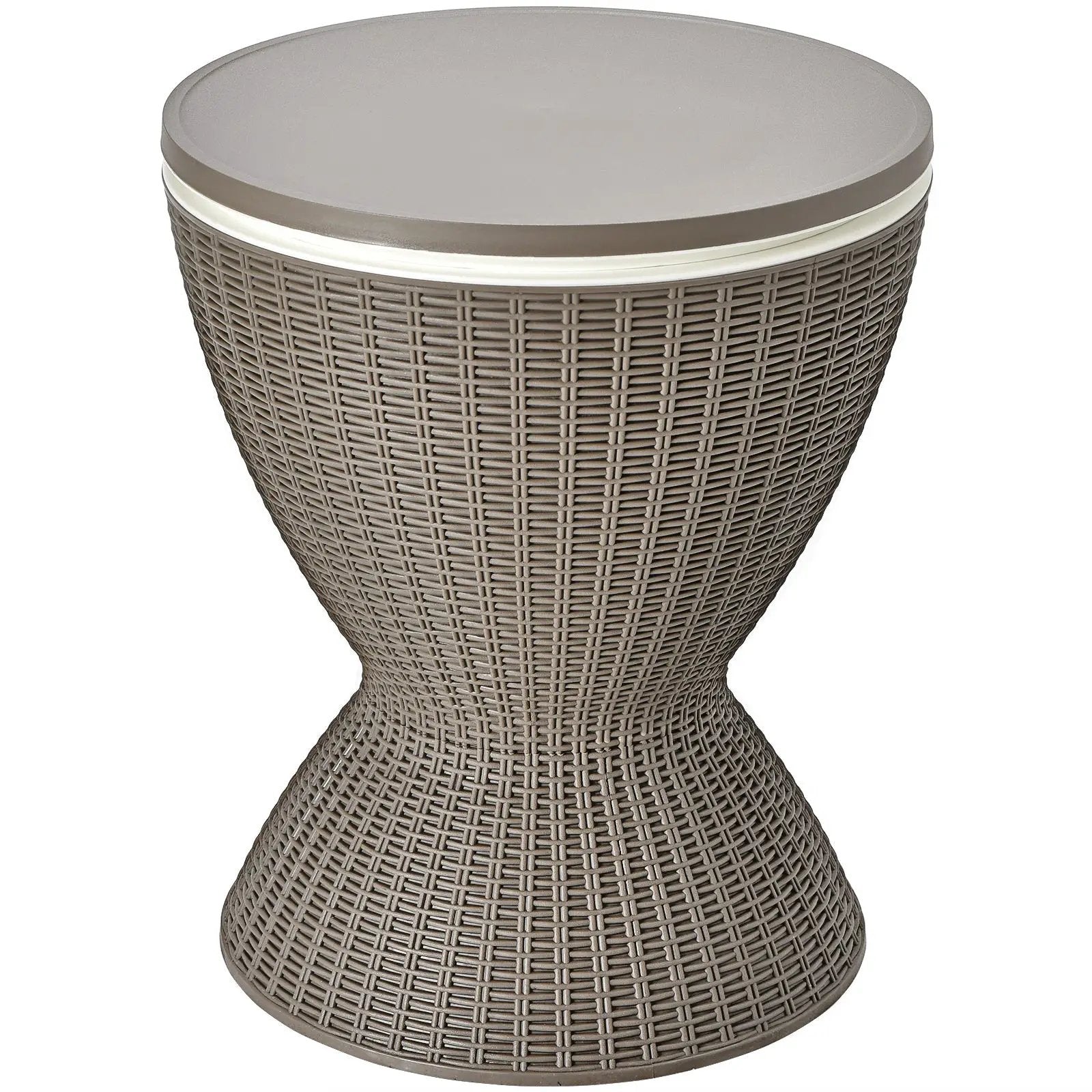 3 in 1 8 Gallon Patio Rattan Cooler Bar Table with Adjust Ice Bucket-Black by DirectDeals