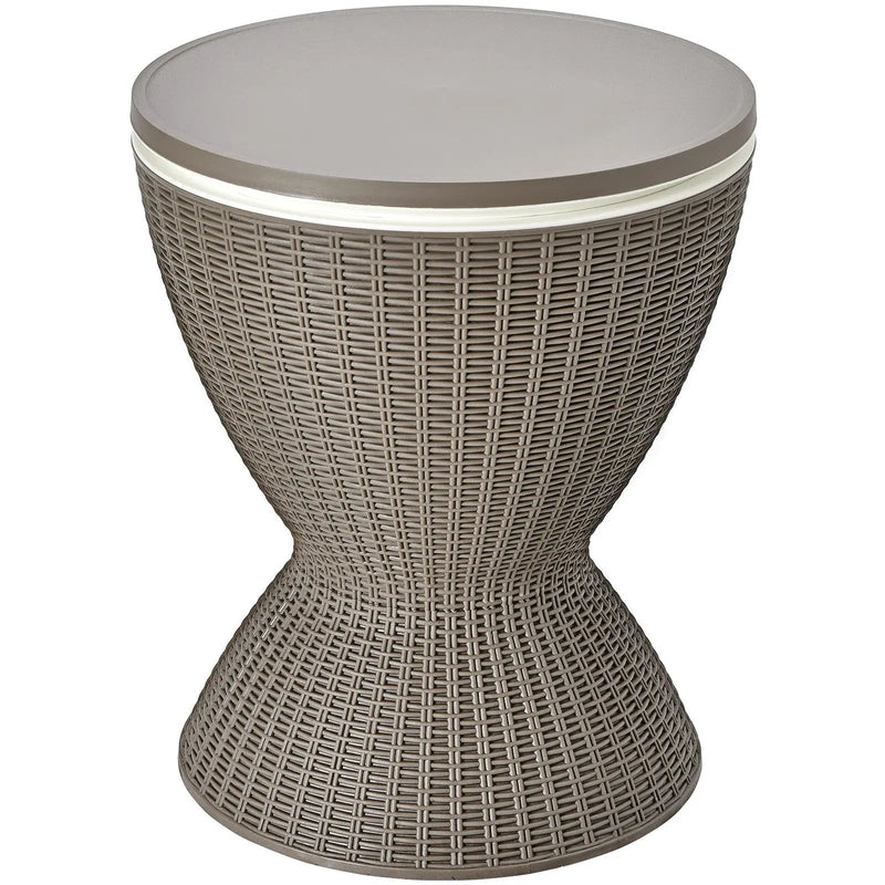 3 in 1 8 Gallon Patio Rattan Cooler Bar Table with Adjust Ice Bucket-Black by DirectDeals