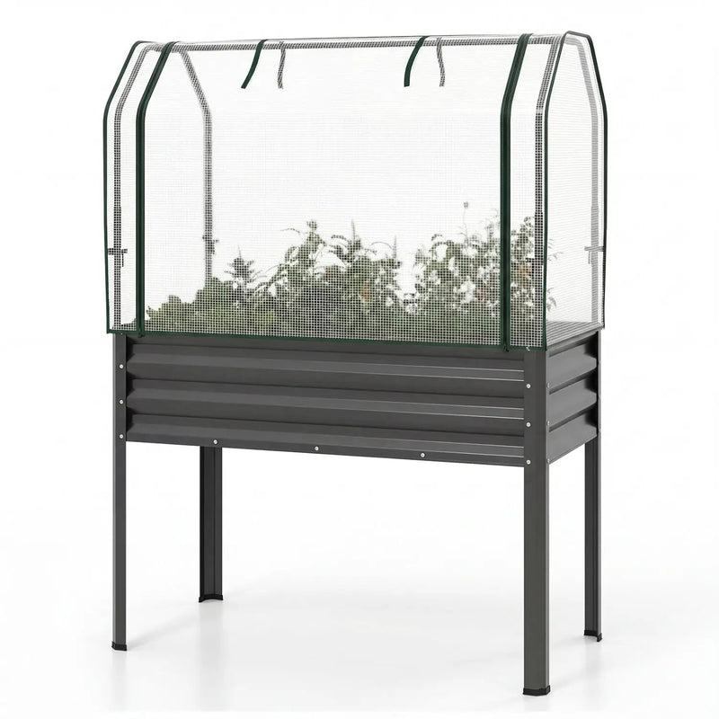 Galvanized Raised Garden Bed with Legs and Greenhouse Cover for Vegetable Flower by DirectDeals