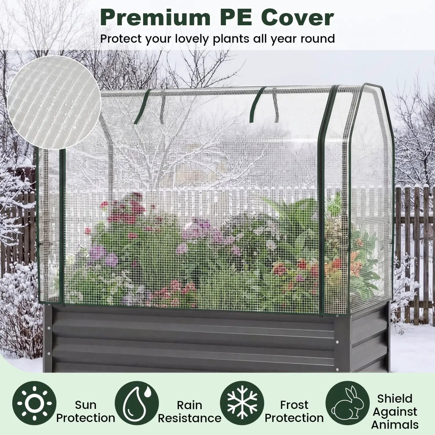 Galvanized Raised Garden Bed with Legs and Greenhouse Cover for Vegetable Flower by DirectDeals