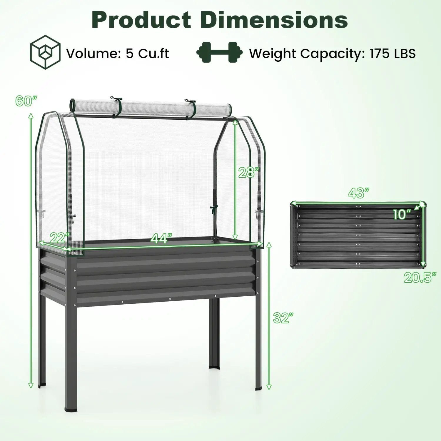 Galvanized Raised Garden Bed with Legs and Greenhouse Cover for Vegetable Flower by DirectDeals