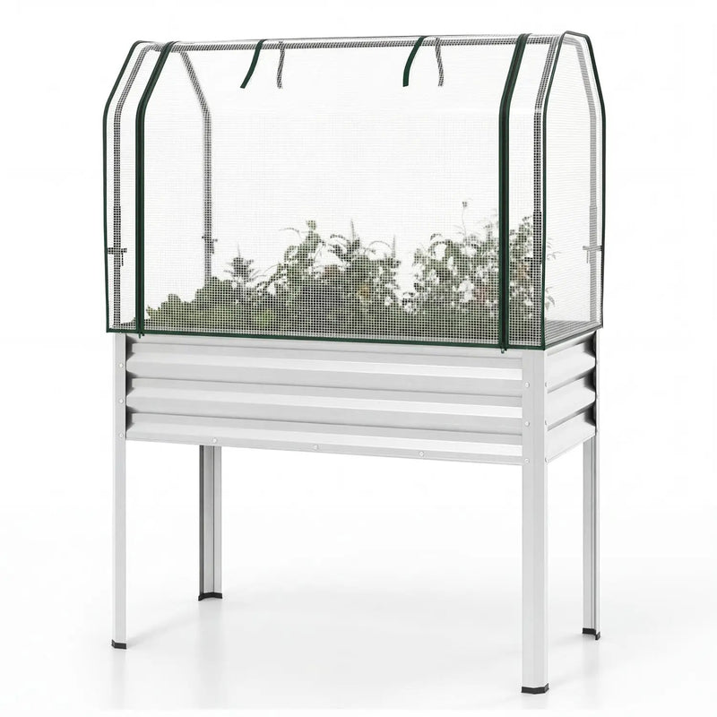 Galvanized Raised Garden Bed with Legs and Greenhouse Cover for Vegetable Flower by DirectDeals