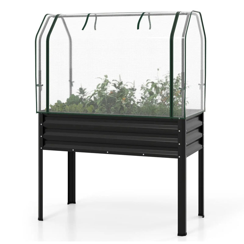 Galvanized Raised Garden Bed with Legs and Greenhouse Cover for Vegetable Flower by DirectDeals