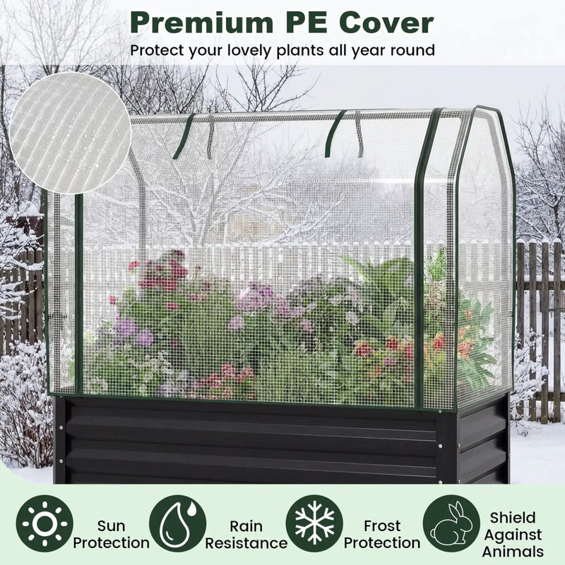 Galvanized Raised Garden Bed with Legs and Greenhouse Cover for Vegetable Flower by DirectDeals