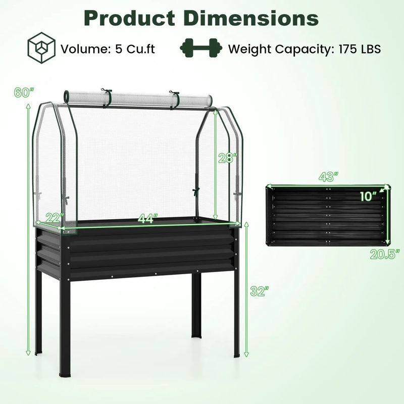 Galvanized Raised Garden Bed with Legs and Greenhouse Cover for Vegetable Flower by DirectDeals