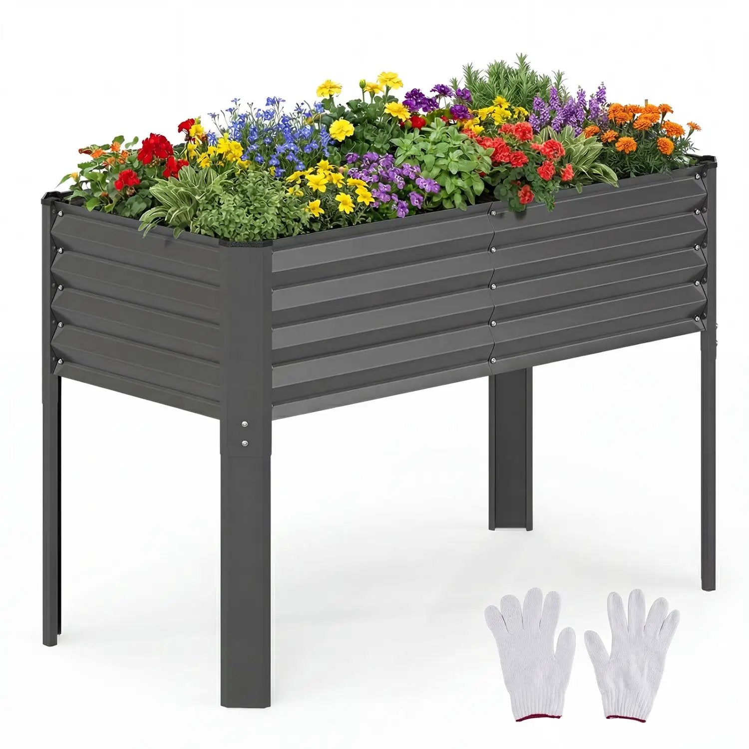Galvanized Raised Garden Bed with Legs 46" x 24" x 31" Metal Elevated Planter Box by DirectDeals