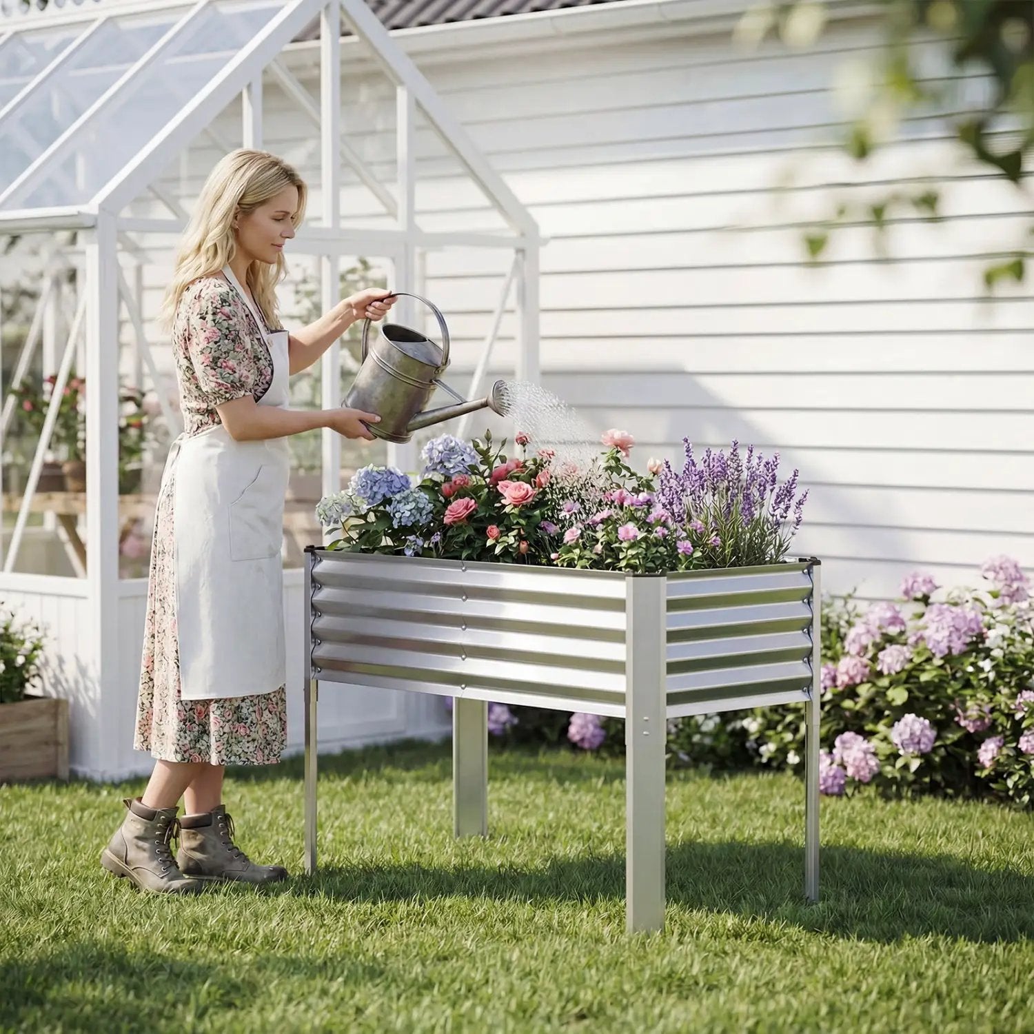 Galvanized Raised Garden Bed with Legs 46" x 24" x 31" Metal Elevated Planter Box by DirectDeals