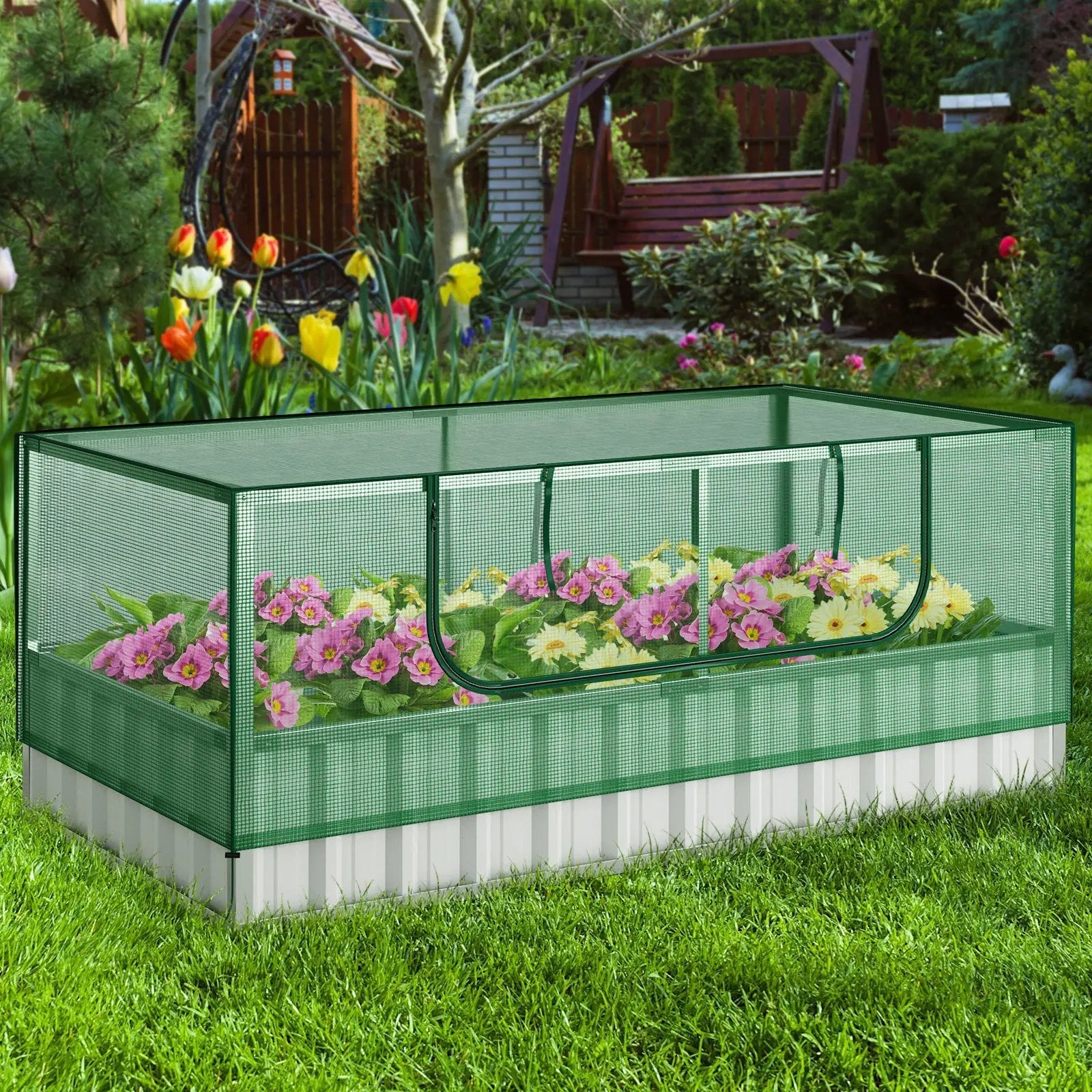 Galvanized Raised Garden Bed with Greenhouse Cover by DirectDeals