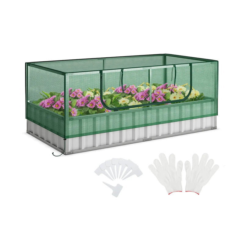 Galvanized Raised Garden Bed with Greenhouse Cover by DirectDeals