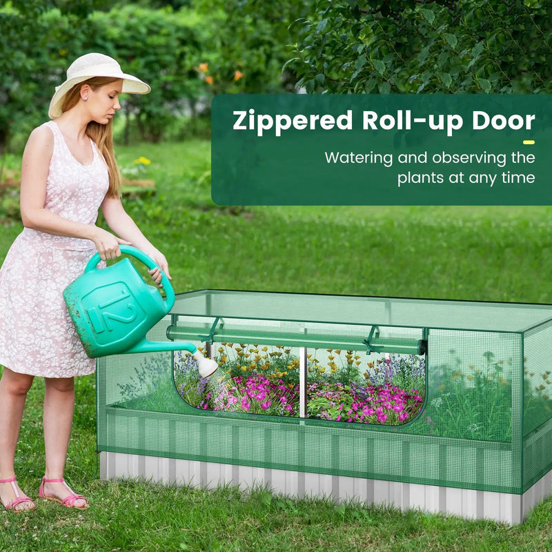 Galvanized Raised Garden Bed with Greenhouse Cover by DirectDeals