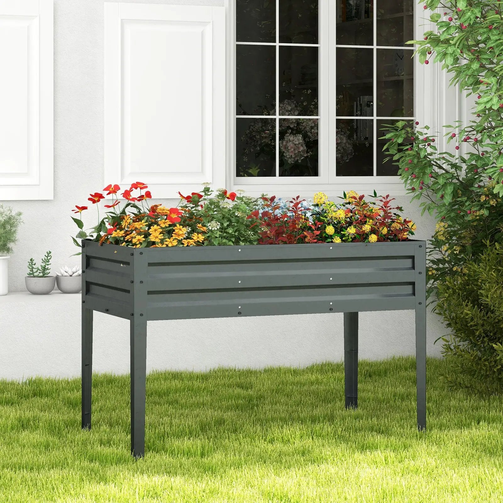 Galvanized Raised Garden Bed Elevated Planter Box with Legs and Drainage Hole by DirectDeals