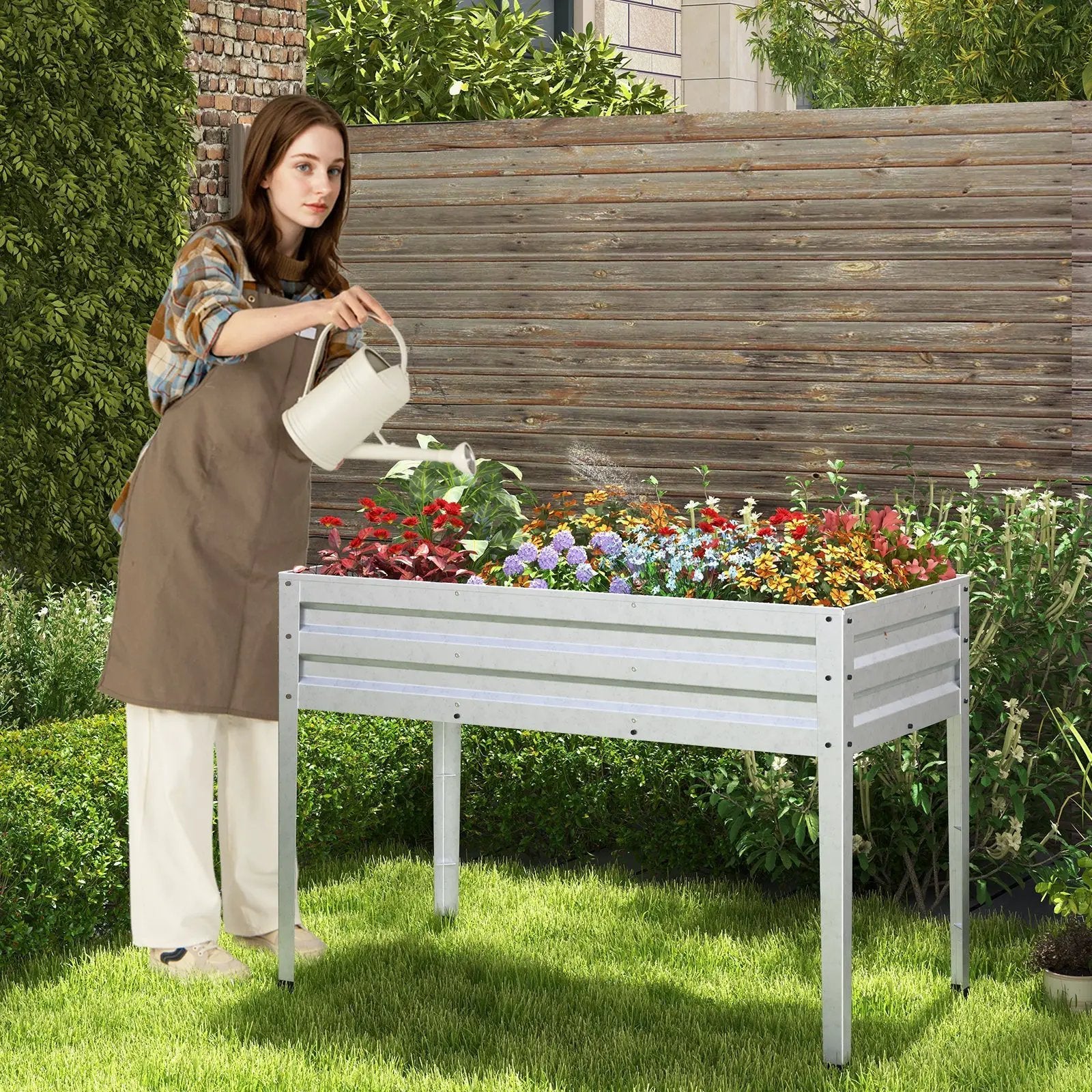 Galvanized Raised Garden Bed Elevated Planter Box with Legs and Drainage Hole by DirectDeals
