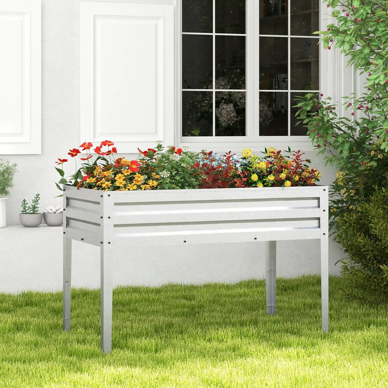 Galvanized Raised Garden Bed Elevated Planter Box with Legs and Drainage Hole by DirectDeals