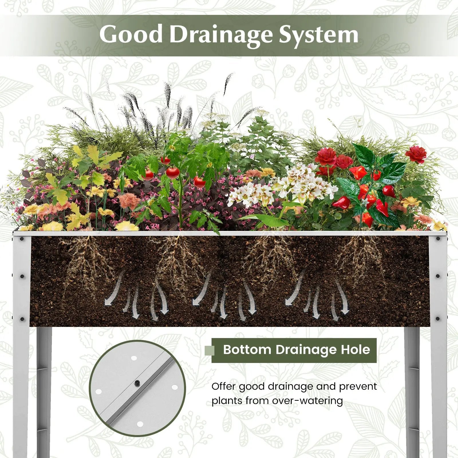 Galvanized Raised Garden Bed Elevated Planter Box with Legs and Drainage Hole by DirectDeals