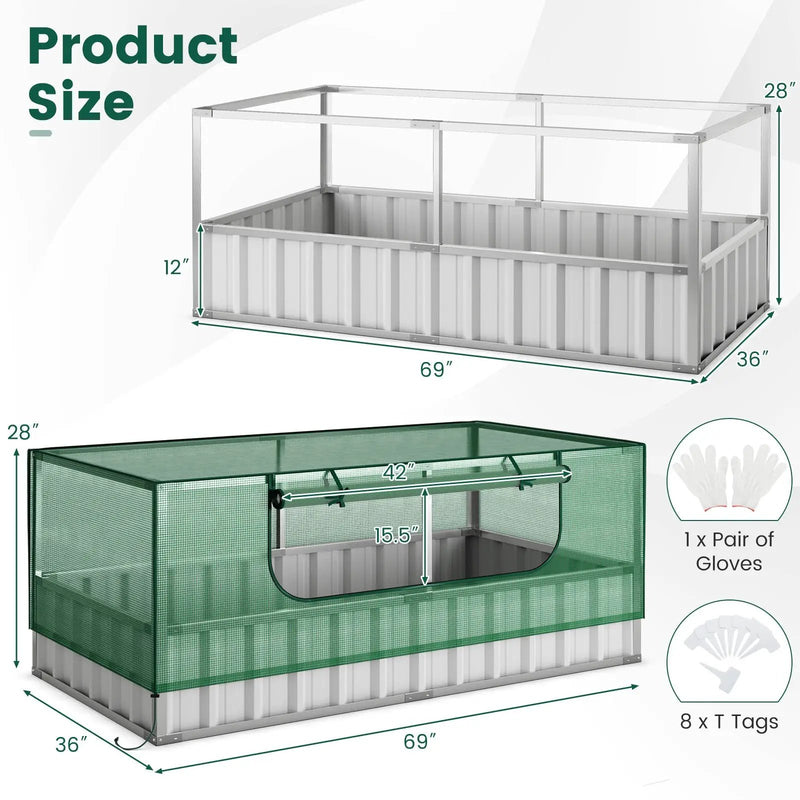 Galvanized Raised Garden Bed with Greenhouse Cover by DirectDeals