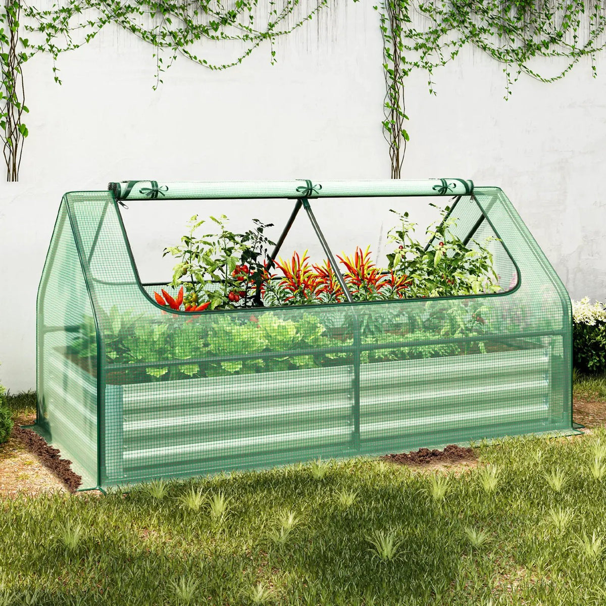 6 x 3 x 3 Feet Galvanized Raised Garden Bed with Greenhouse, photo 3 of 16