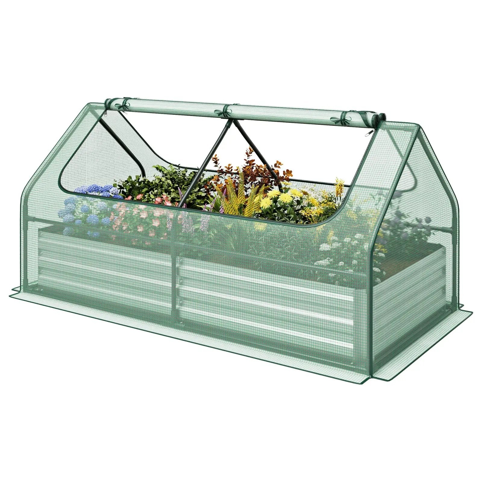 6 x 3 x 3 Feet Galvanized Raised Garden Bed with Greenhouse by DirectDeals