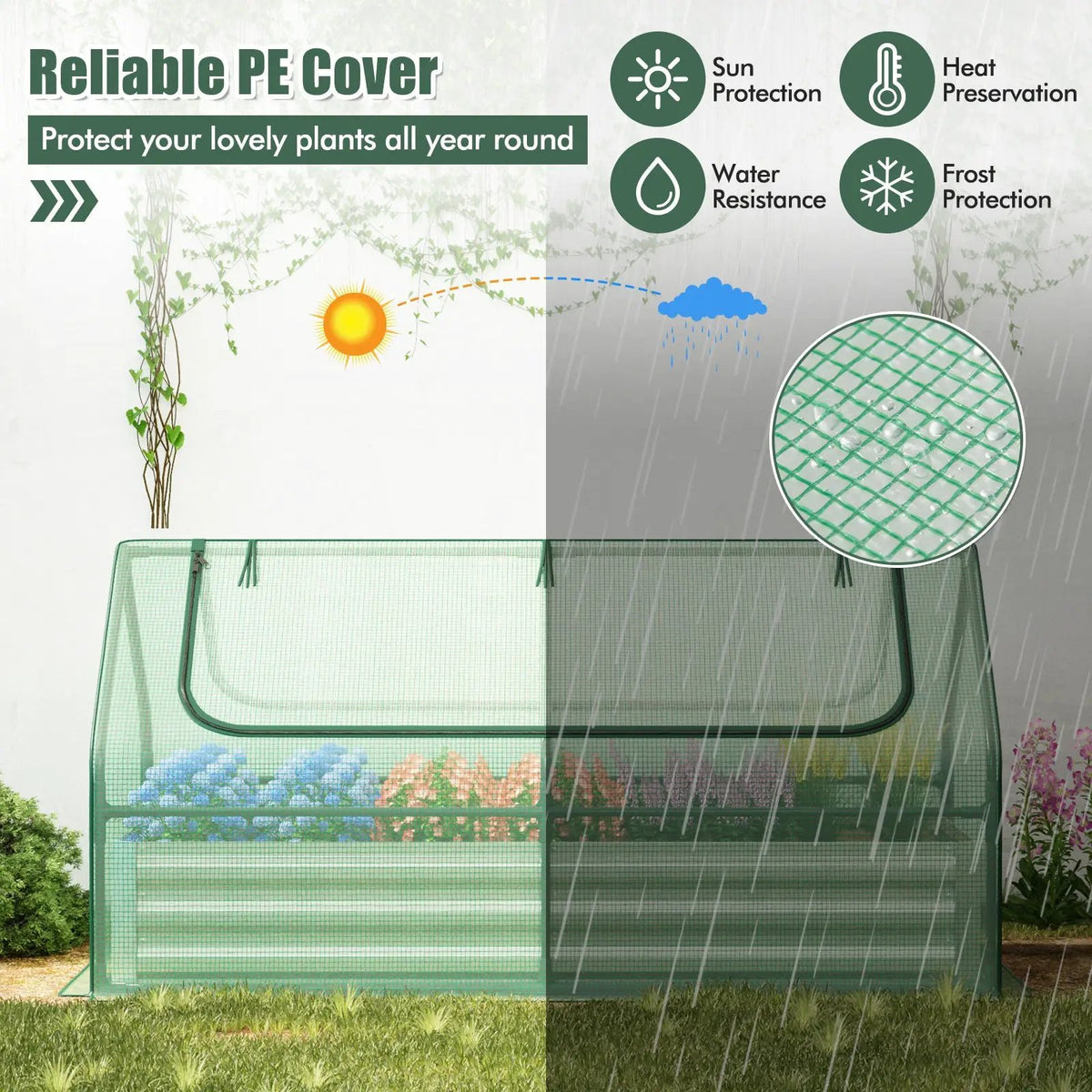 6 x 3 x 3 Feet Galvanized Raised Garden Bed with Greenhouse, photo 13 of 16