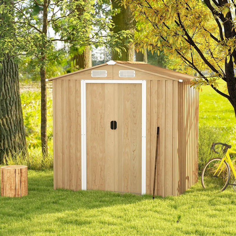 6 x 4 Feet Galvanized Steel Storage Shed with Lockable Sliding Doors by DirectDeals