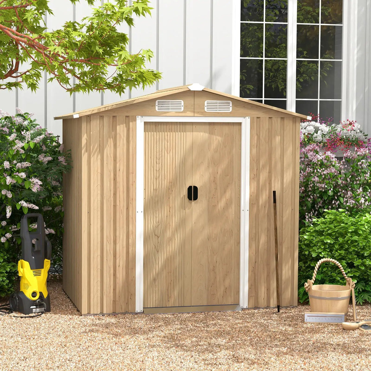 6 x 4 Feet Galvanized Steel Storage Shed with Lockable Sliding Doors, photo 2 of 9