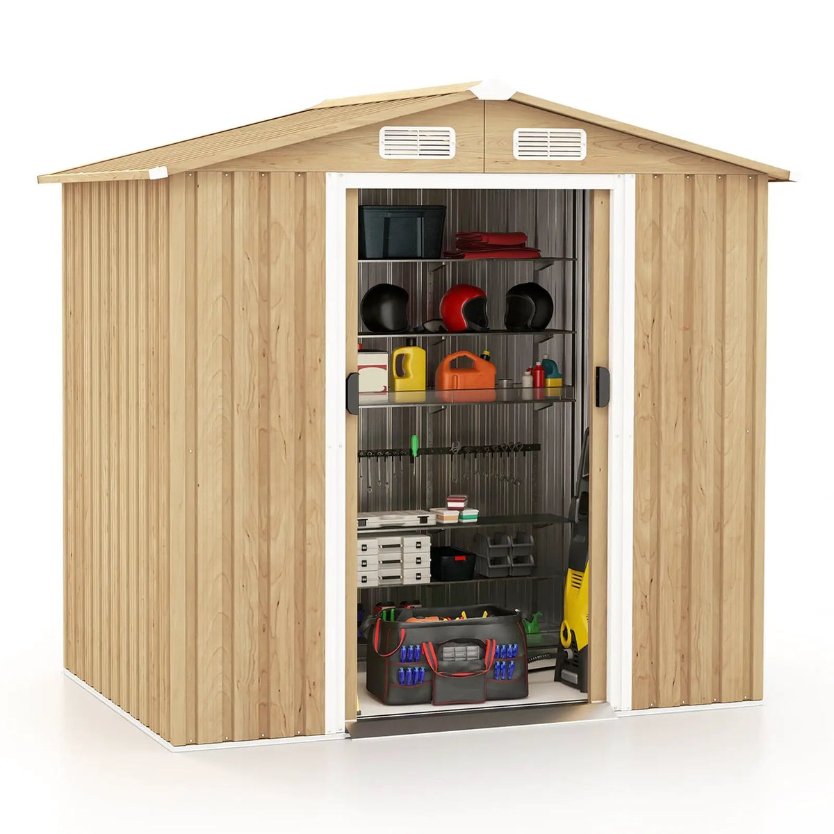 6 x 4 Feet Galvanized Steel Storage Shed with Lockable Sliding Doors, photo 4 of 9
