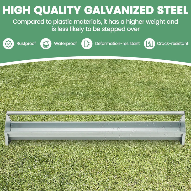 Metal Chicken Feeder Chicken Feeding Trough with Drainage Holes-Silver by DirectDeals