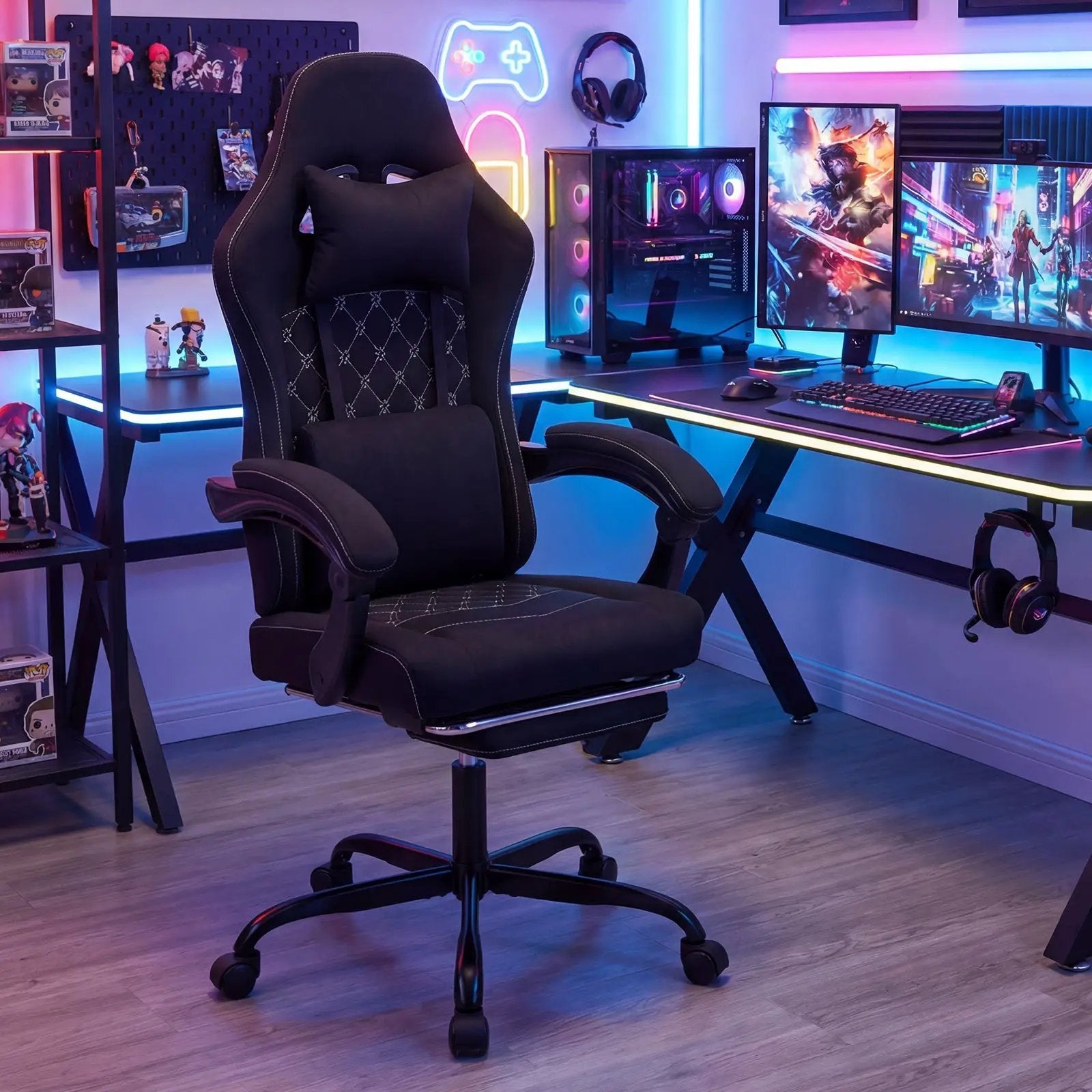 Gaming Chair Height Adjustable Computer Chair with Headrest Video Game Chair by DirectDeals