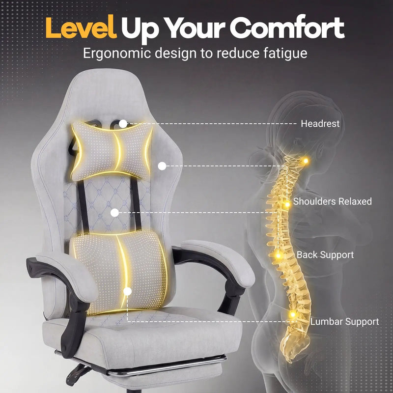 Gaming Chair Height Adjustable Computer Chair with Headrest Video Game Chair by DirectDeals