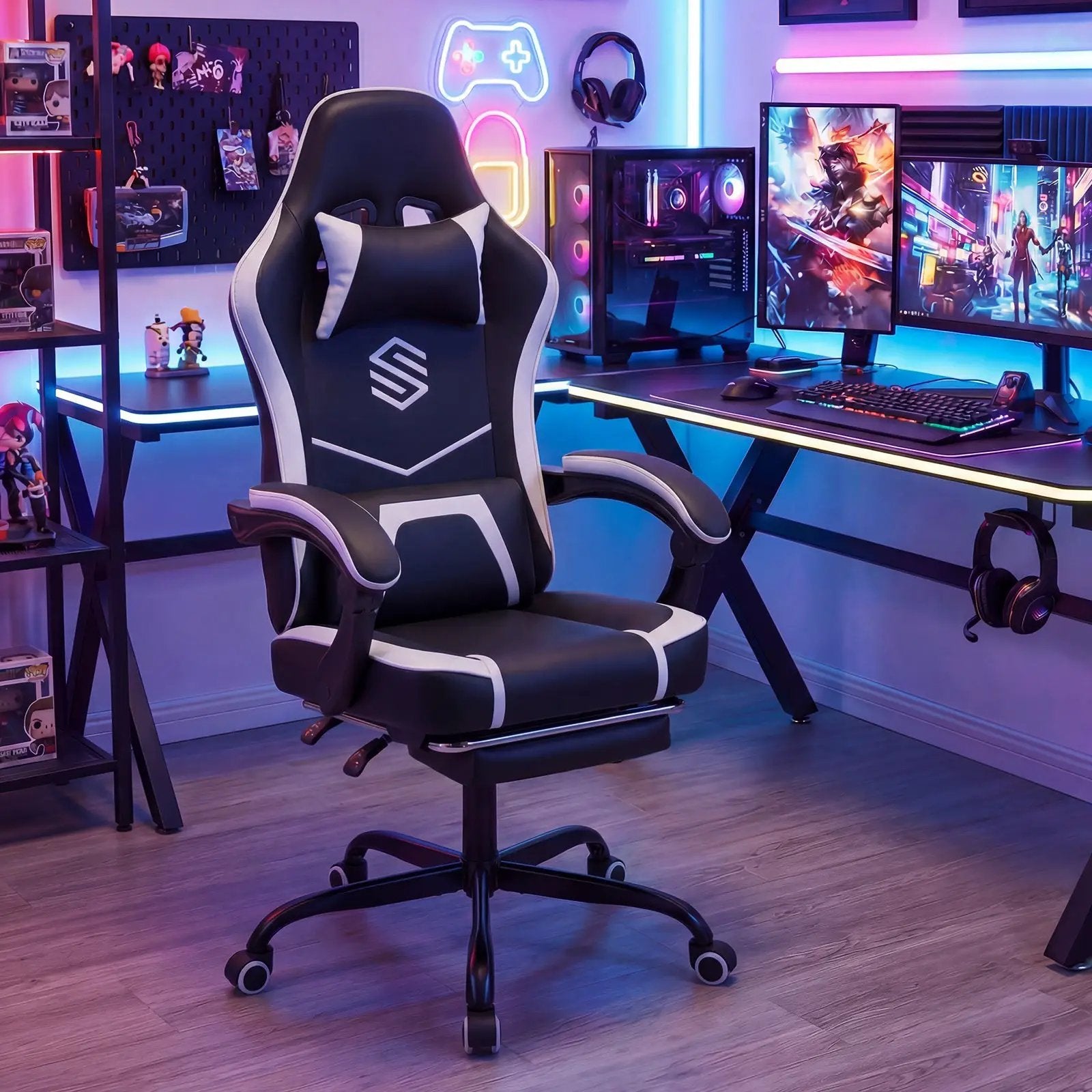 Gaming Chair Height Adjustable Computer Chair with Headrest Ergonomic Office Task Chair by DirectDeals