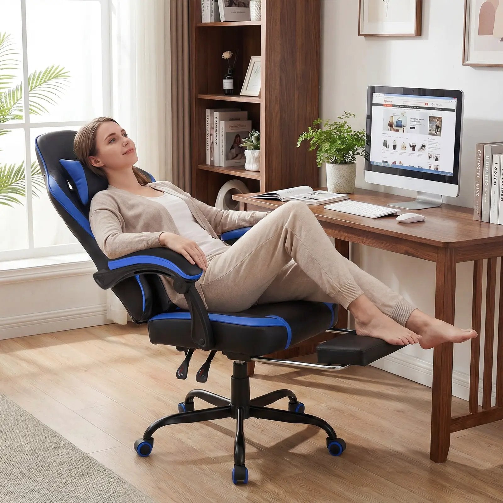 Gaming Chair Height Adjustable Computer Chair with Headrest Ergonomic Office Task Chair by DirectDeals