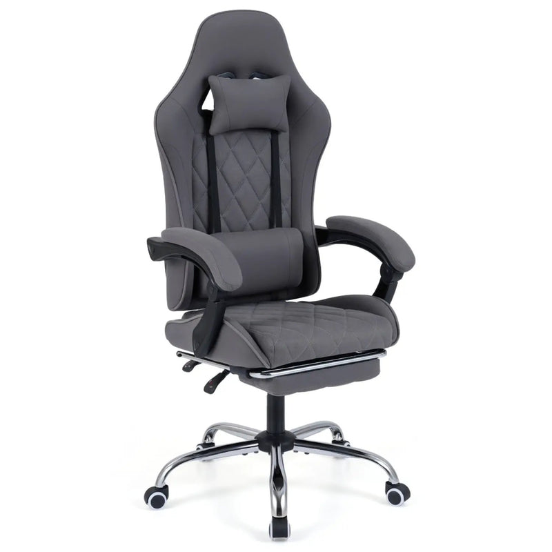 Gaming Chair Height Adjustable Computer Chair with Headrest and Lumbar Support-Gray by DirectDeals
