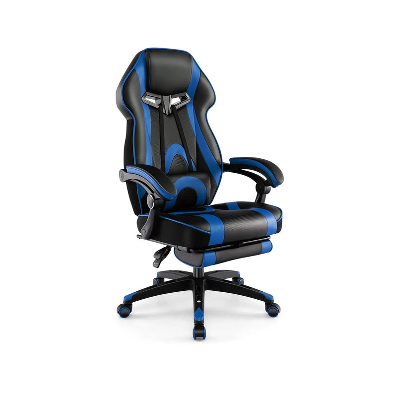 Gaming Chair Racing Style Swivel Chair with Footrest and Adjustable Lumbar Pillow by DirectDeals