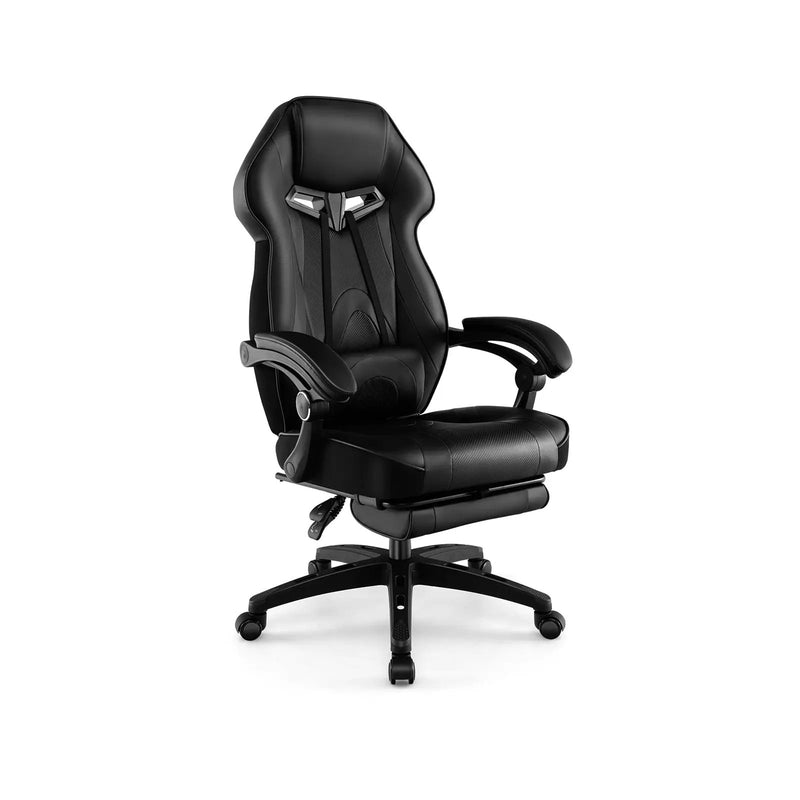 Gaming Chair Racing Style Swivel Chair with Footrest and Adjustable Lumbar Pillow by DirectDeals