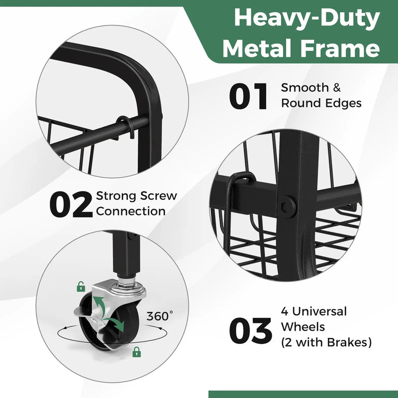 Garage Sports Equipment Organizer with Hooks & Baskets for Basketball-Black by DirectDeals