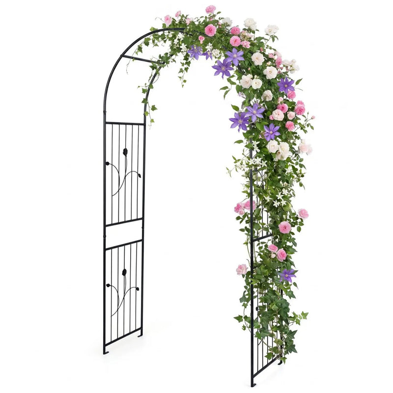 Garden Arch 87 Inches Tall Heavy Duty Metal Arbor Trellis Archway for Climbing Plants by DirectDeals