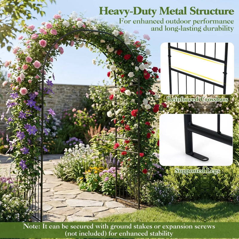 Garden Arch 87 Inches Tall Heavy Duty Metal Arbor Trellis Archway for Climbing Plants by DirectDeals