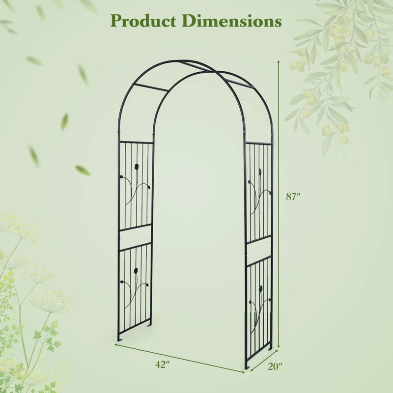 Garden Arch 87 Inches Tall Heavy Duty Metal Arbor Trellis Archway for Climbing Plants by DirectDeals