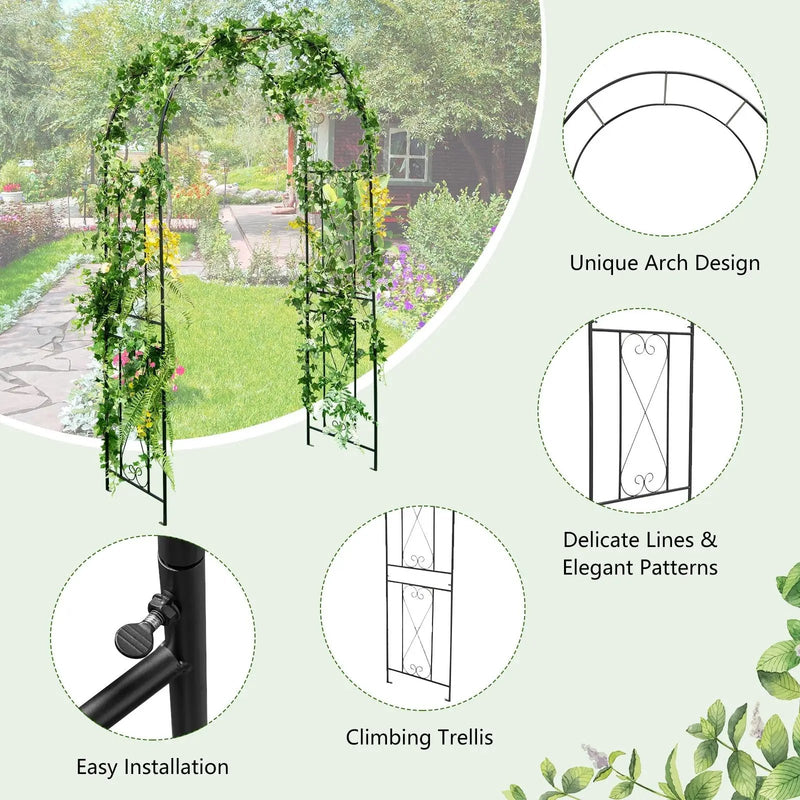 Garden Arch Arbor Trellis Patio Plant Stand Rack Archway-Black by DirectDeals