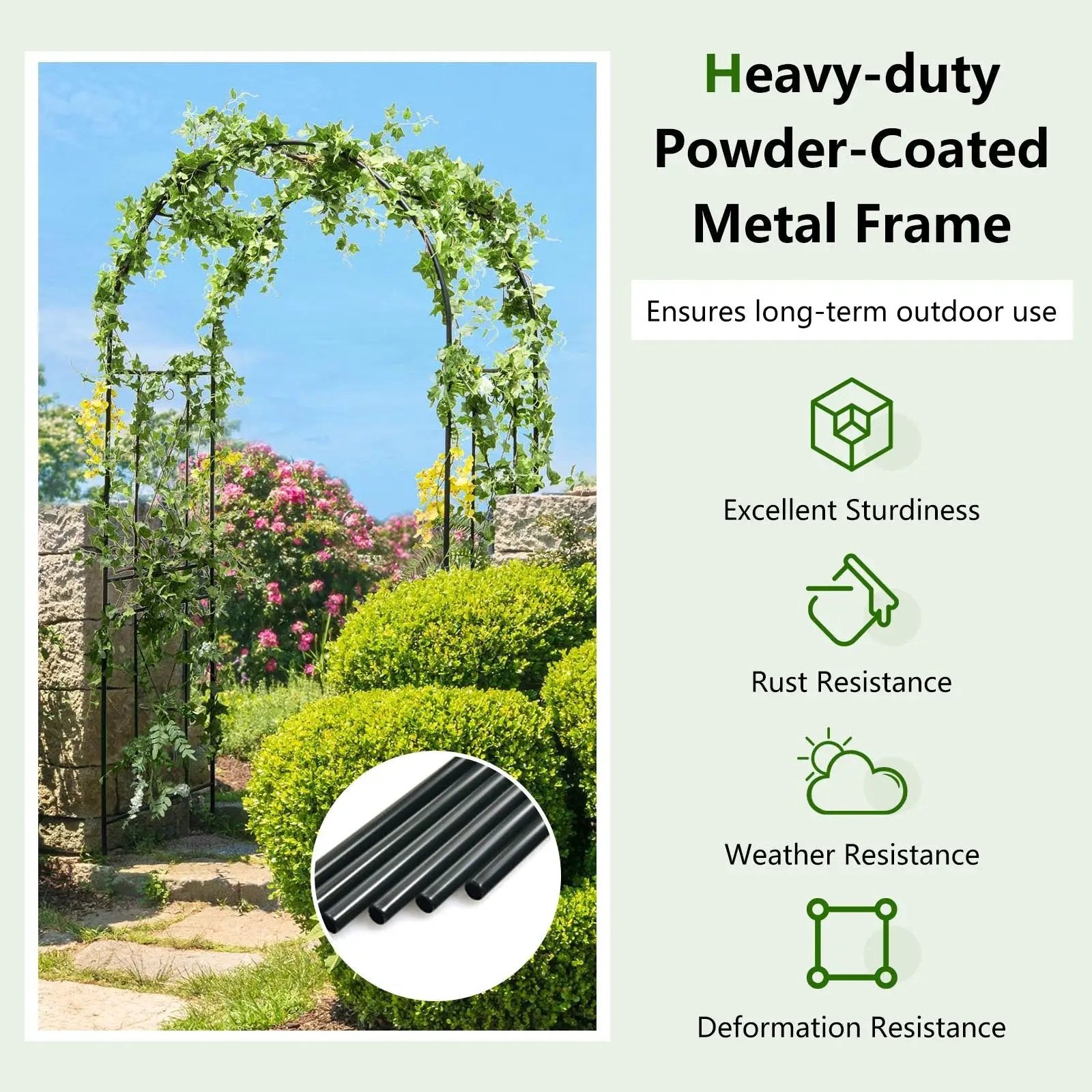 Garden Arch Arbor Trellis Patio Plant Stand Rack Archway-Black by DirectDeals