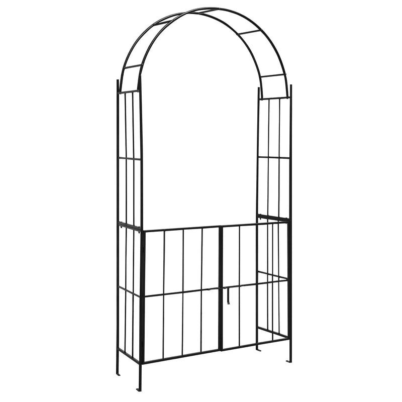 Garden Arch Arbor Trellis with Gate Patio Plant Stand Archway-Black by DirectDeals