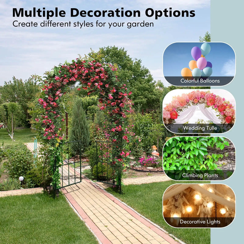 Garden Arch Arbor Trellis with Gate Patio Plant Stand Archway-Black by DirectDeals