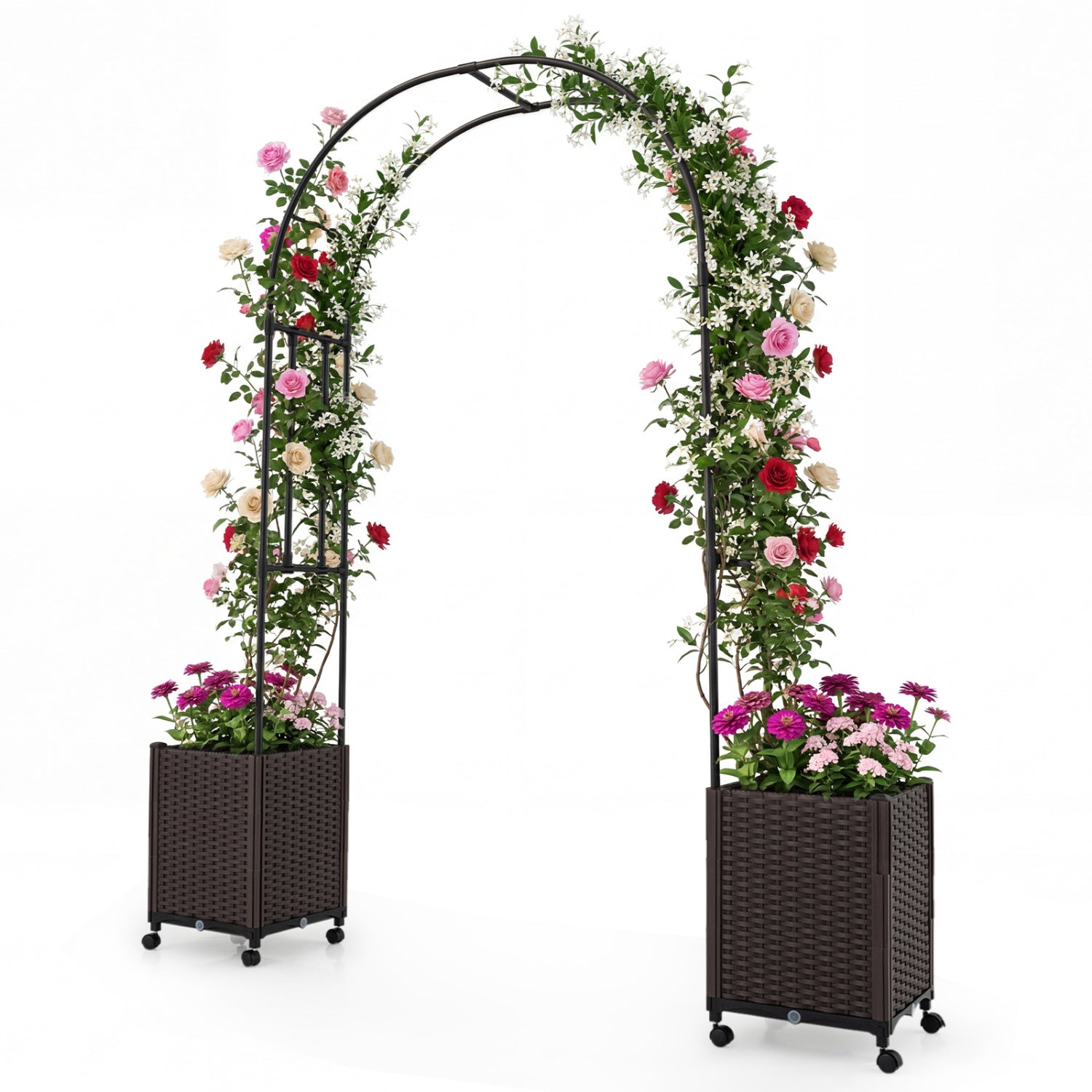 Garden Arch Trellis with 2 Self-watering Planter Boxes for Party Yard Lawn by DirectDeals